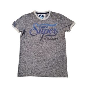 Superdry‎ Men's Gray Pacific Surf Superdry Beach Ringer T-shirt Small
